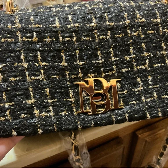 BADGLEY MISHKA Elegant Black Tweed Bag NWT - Picture 9 of 9